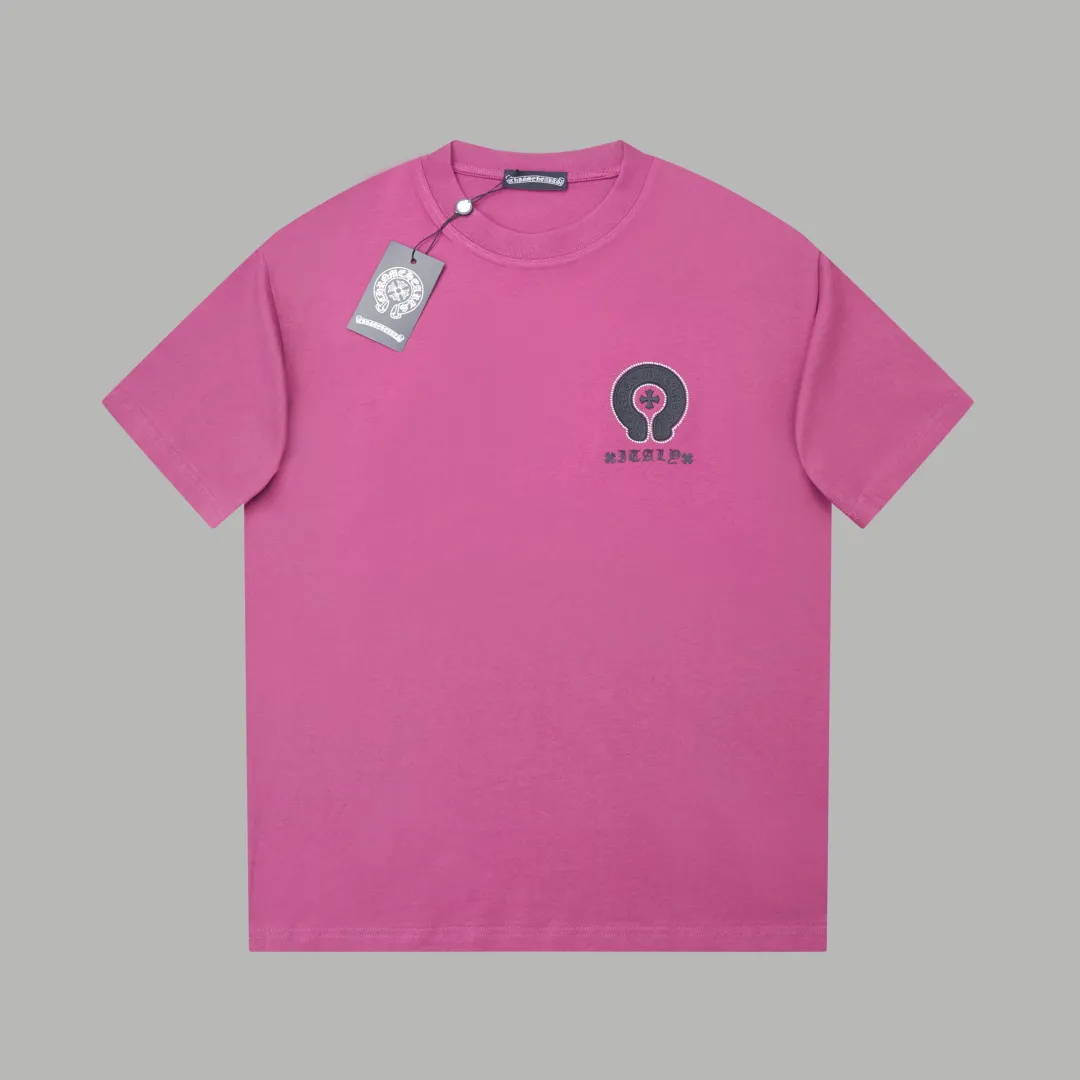 🅿️240 ✨CH✨🆕25SS spring and summer new style Crow Heart ✝ Rack logo leather label hot-drilled short sleeves Light luxury essential item for daily commuting for men and women Correct version Welcome to compare Detailed features · 260 grams of 100% pure cotton double yarn jersey fabric · Special thickened 32 pieces of double-strand 1X1 thread in the same vat · Double-needle stitching across seams · Original main mark, washed tag, brand moisture-proof paper packaging Color: white/black/purple/grey Size: S/M/L/XL